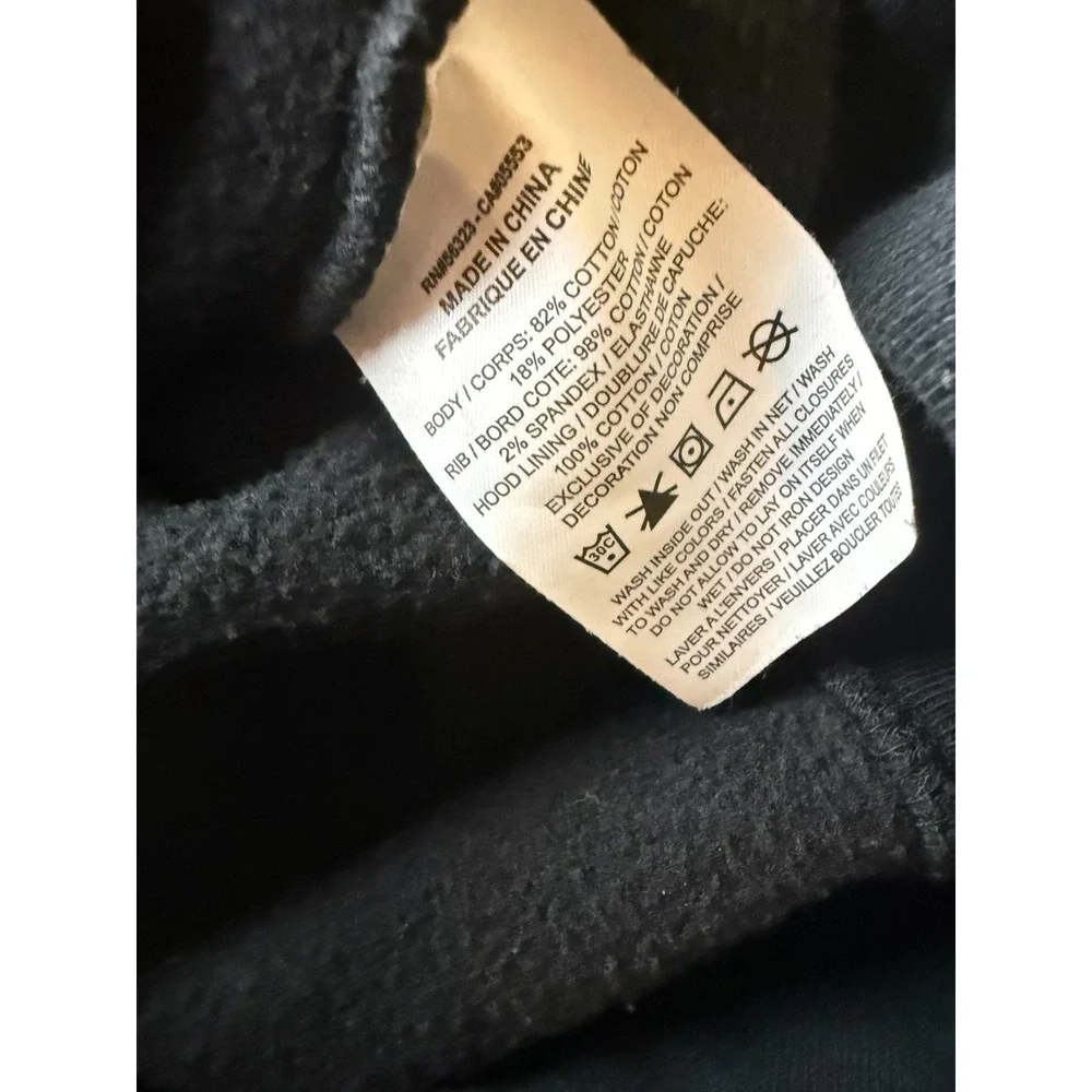Jordan Cropped Hoodie Mens L Black‎ Loose Fit Fleece Lined Stretch Drawstring